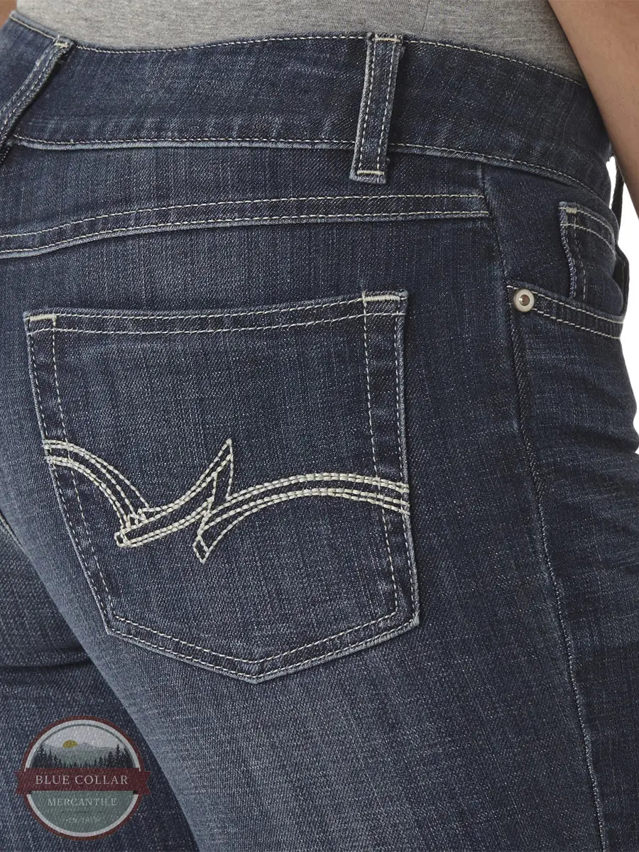 Wrangler 9MWZDO Mae Essential Boot Cut Jeans in Dark Wash back pocket